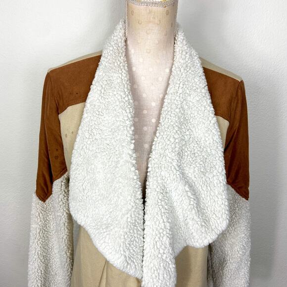 Wrangler Retro Faux Suede Shearling Jacket Size‎ S Beige Brown Sweatshirt Knit - Picture 8 of 8